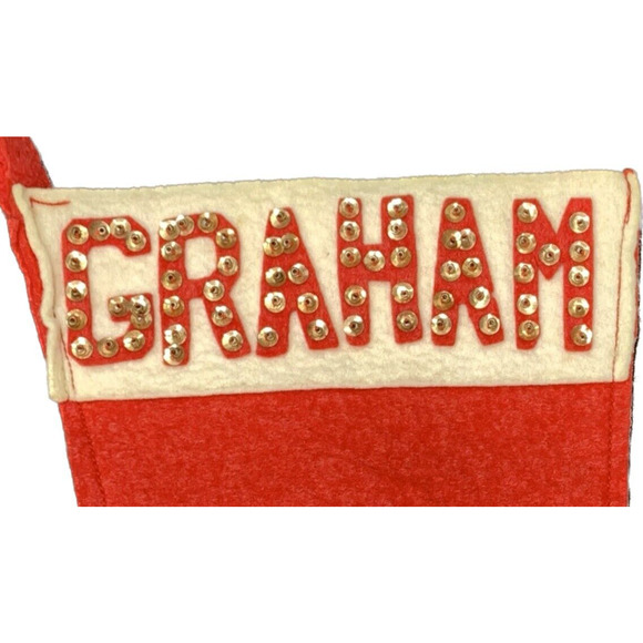 Mid-Century Modern Felt Handmade Christmas Stocking Personalized Graham - Picture 3 of 8